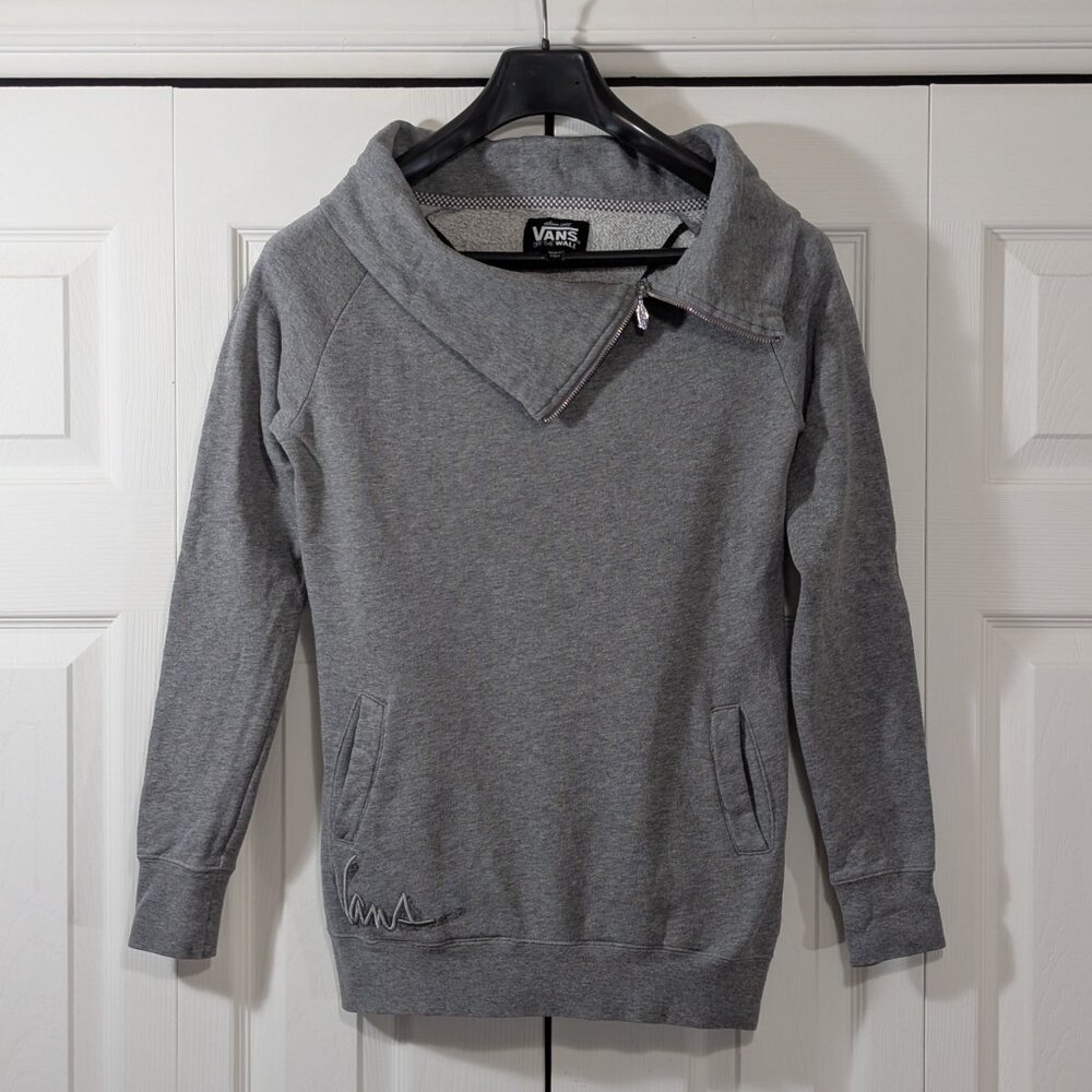 Vans of the Wall Women's High Cowl Neck Grey Sweater - 1/4 zip - Size XS